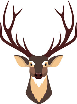 Deer Head Isolated Icon in Flat Style. Vector Illustration.