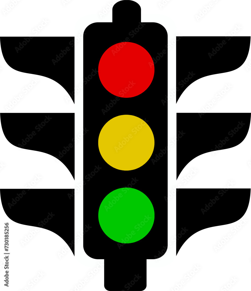 Poster traffic signal symbol sign. stop ahead signs traffic light. warning vector illustration. replaceable