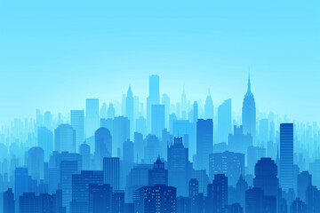 Fototapeta na wymiar Blue cityscape background. Flat style vector illustration.