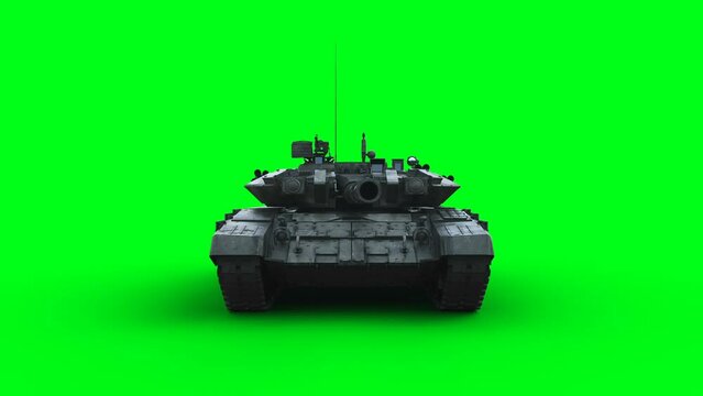 Russian battle tank. Realistic 4k green screen animation.