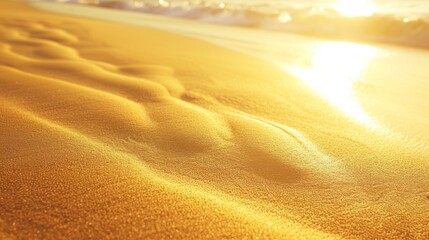 Fototapeta na wymiar Golden sands bask in the warm embrace of the sun's radiant glow