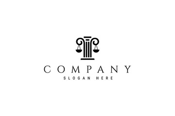 Pillar Vector Icon. Law Office Logo Design Template flat Vector