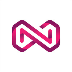 3d gradient letter N logo design isolated on a white background