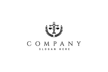 law firm logo. Law office logotype set with scales of justice. Symbol of legal center or legal advocate. Scales of justice icon. with flat design style