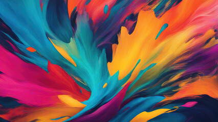 Abstract background from strokes of bright multi-colored paint. Creative backdrop. Brush strokes.