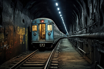 U-Bahn im Tunnel - obrazy, fototapety, plakaty