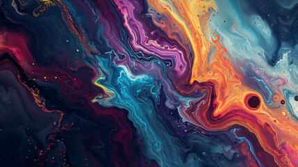 Marble Waves: Close-up of abstract artistic surface, captured with vibrant visual abstract fluid...