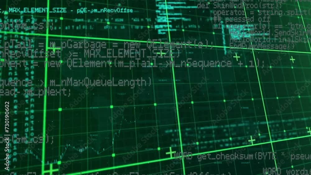 Canvas Prints Animation of network of connections and data processing over dark background