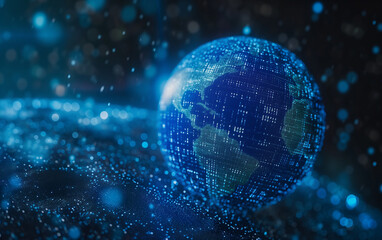 Obraz premium outer space view of planet earth and binary code