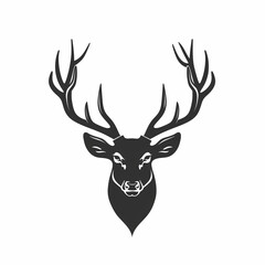 Deer head silhouette flat logo no color