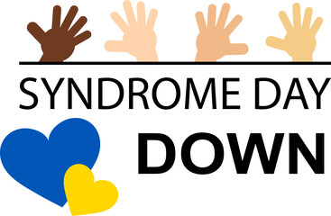 World Down syndrome day. Hands and two hearts on a transparent background. Down syndrome awareness concept.