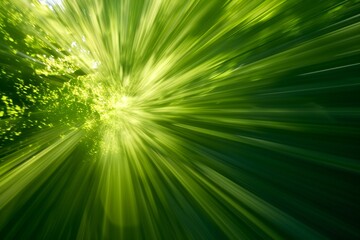 Abstract green background with sunbeams and lens flare effect - obrazy, fototapety, plakaty