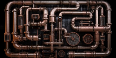 Heating And Water Pipes On The Wall