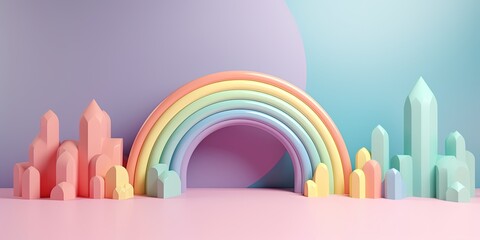 3D Illustration Of Rainbow As A Kid'S Toy
