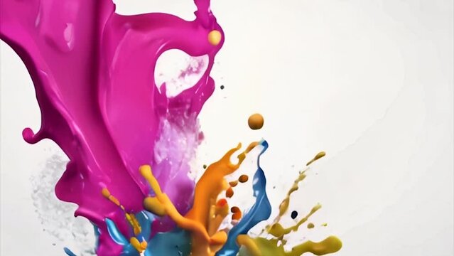 Multicolour holi paints splashing on white.