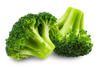 Two fresh broccoli isolated on a transparent background.