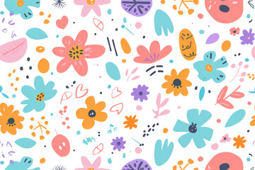 Pastel Spring Pattern on Transparent Background