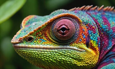 Obraz premium Chameleon Kaleidoscope: A Stunning Macro View of Nature's Living Palette