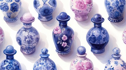 retro perfume bottles pattern