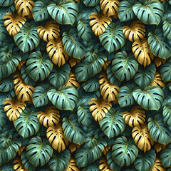 Seamless pattern with monstera leafs, floral background