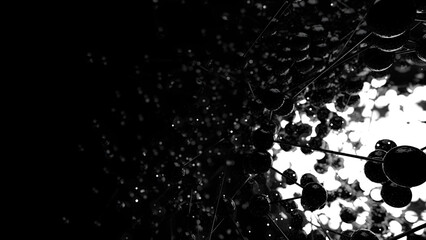 black and white glowing clusters of balls