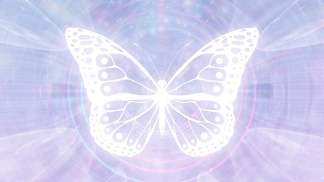 Glowing White Butterfly on Ethereal Background Meditation Visualization, Video, Animation
