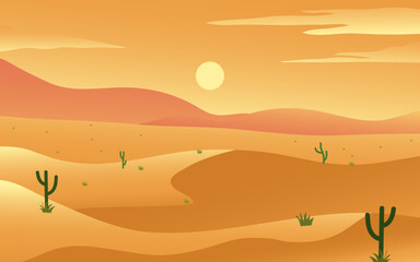 vector desert landscape background in flat design