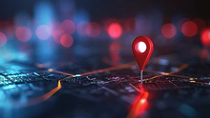 Foto op Plexiglas 3d map city with red navigator pin locator. © Suwanlee