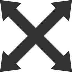 Obraz premium Black arrows cross flat icon. Editable vector outline stroke. Transparent background. 