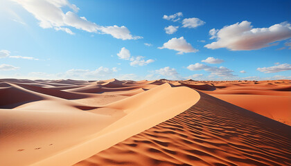 Fototapeta na wymiar Majestic sand dunes ripple in arid Africa extreme heat generated by AI