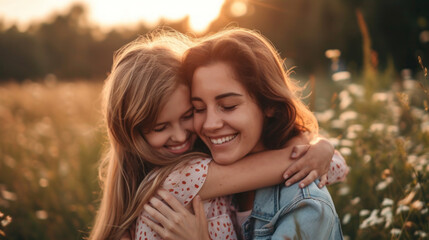 Obraz premium mother and daughter hugging