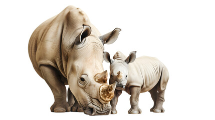 Rhinoceros and Baby Rhino Standing Together