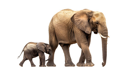 Adult Elephant and Baby Elephant Walking Together