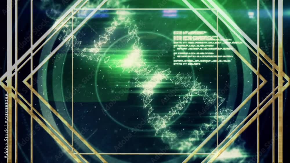 Poster animation of data processing and pattern over dna strand