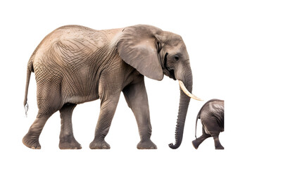 Baby Elephant and Adult Elephant Walking Side by Side