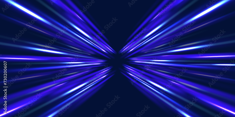 Poster neon stripes in the form of drill, turns and swirl. illustration of high speed concept. image of spe