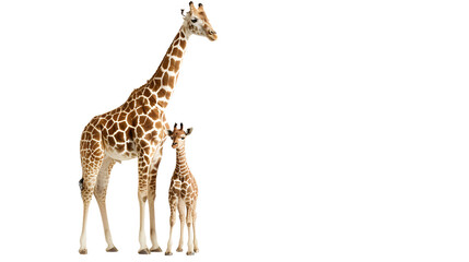 Mother Giraffe Standing Next to Baby Giraffe