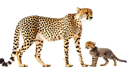 A Mother Cheetah and a Baby Cheetah Playfully Bonding in the Wild