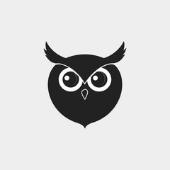 Fototapeta premium Owl head silhouette, flat logo, no color