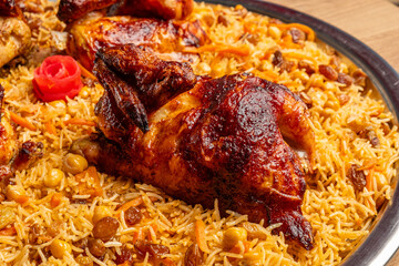 Bukhari rice mansaf with grilled chicken