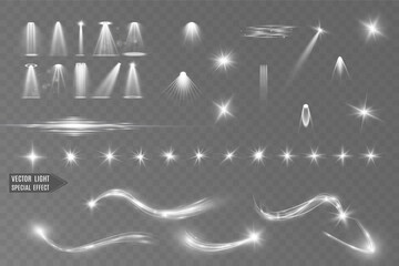 Light white wave and spotlight shine effect,glow line sparkle shine. Silver white wavy effects.	