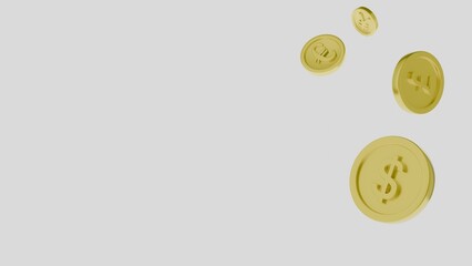 Fototapeta premium usd,gbp,eur,jpy,coins,gold coins on isolate white background,digital wallet,empty copy space,Isolate background.3D rendering illustration.