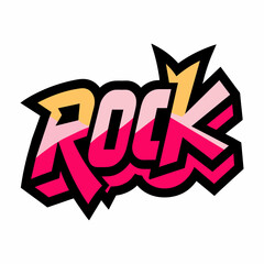 The word ROCK in street art graffiti lettering vector image style on a white background.