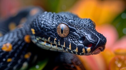 Fototapeta premium Jewel of the Jungle: Viper in Vivid Detail