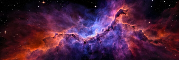 Fototapeta premium Celestial wonders unfold in an ethereal space where galaxies dance, stars twinkle, and the cosmic nebula journey unveils the profound beauty of the vast, captivating universe