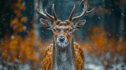 Regal Stag in Winter's Embrace