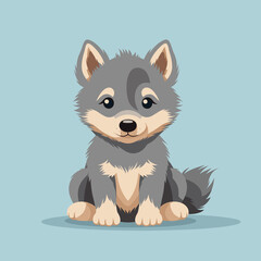 Flat vector illustration of a baby wolf cartoon style