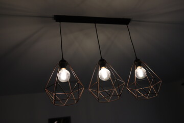 Stained glass pendant lamps with a retro 