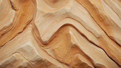 Fotobehang Warm-toned sandstone texture showcasing wavy patterns and sedimentary layers. © Tom