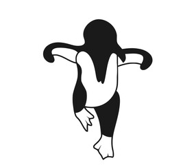 black and white illustration of a penguin